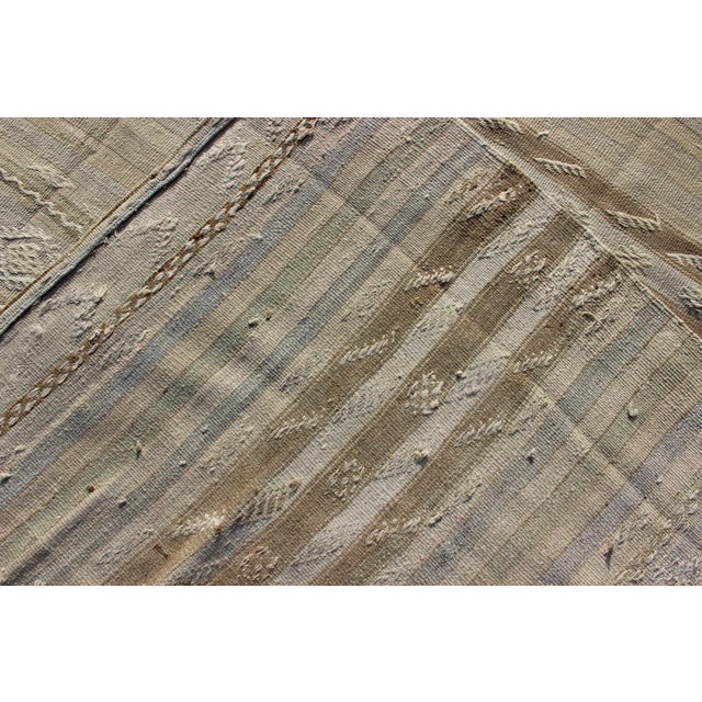 Vintage Turkish Flat-Weave Striped Kilim in Taupe Colors For Sale - Image 11 of 12