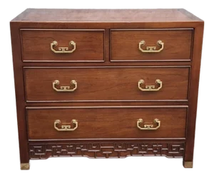 Mid 20th Century Century Furniture Chinese Chippendale Style Mahogany Four-Drawer Chest