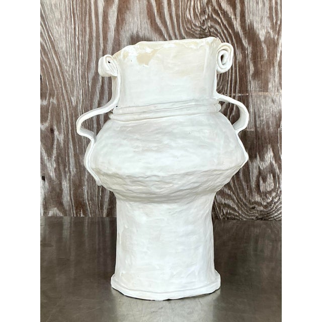 Vintage Boho Monumental Original Studio Pottery Vase For Sale - Image 4 of 11