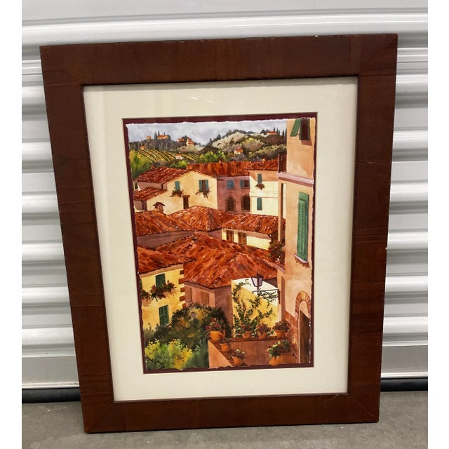 2000s Heidi Rosner Tuscan Rooftops Numbered Watercolor Print, Framed For Sale In Palm Springs - Image 6 of 6