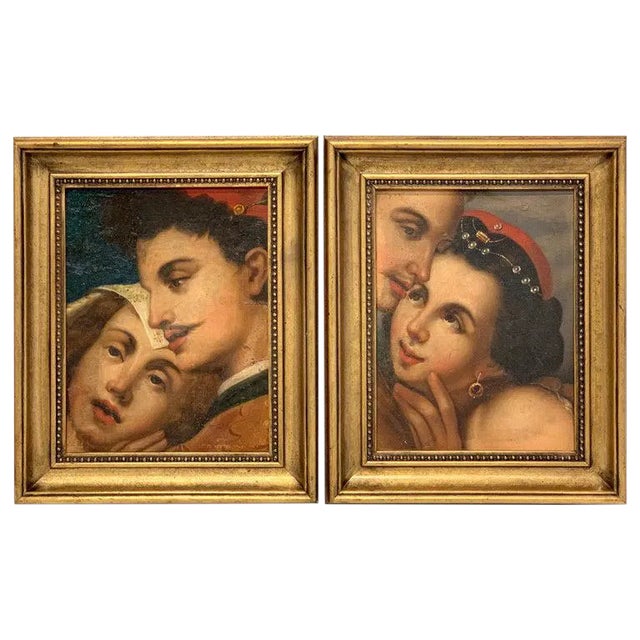 19th Century Near Old Master Romantic Portraits - a Pair For Sale
