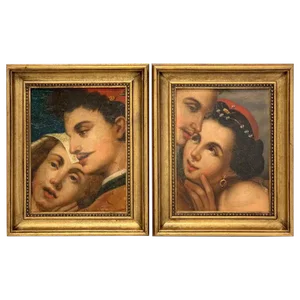 19th Century Near Old Master Romantic Portraits - a Pair