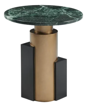 Jojo Modern Green Marble and Brass Round Side Table