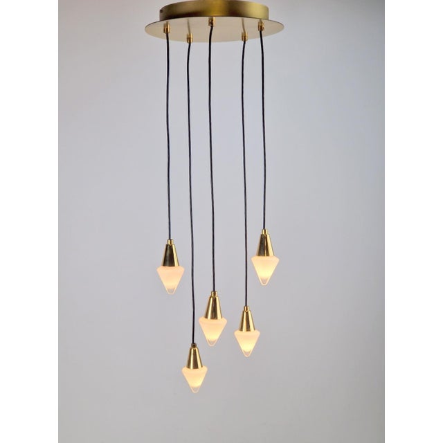 Hollywood Regency Glass and Brass Cascade Pendant Lamp by Schmidt Leuchten, 1970s For Sale - Image 3 of 14