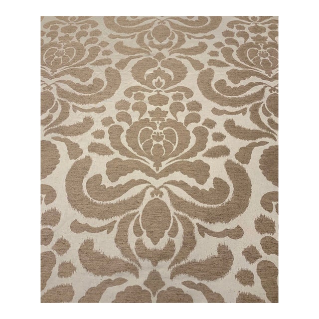 Chaddock: F6145-Pewt Transitional Cream and Beige Woven Damask Designer Fabric - 14 Yards For Sale