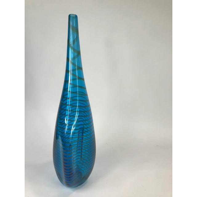 Modern Early 21st Century Glass Blue Color Vase Signed John Geci For Sale - Image 3 of 7