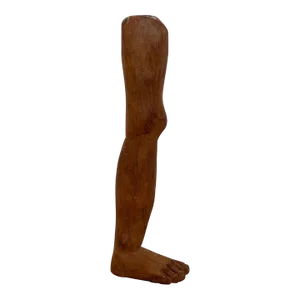 Vintage Folk Art Carved Wood Leg Sculpture, Circa 1970s