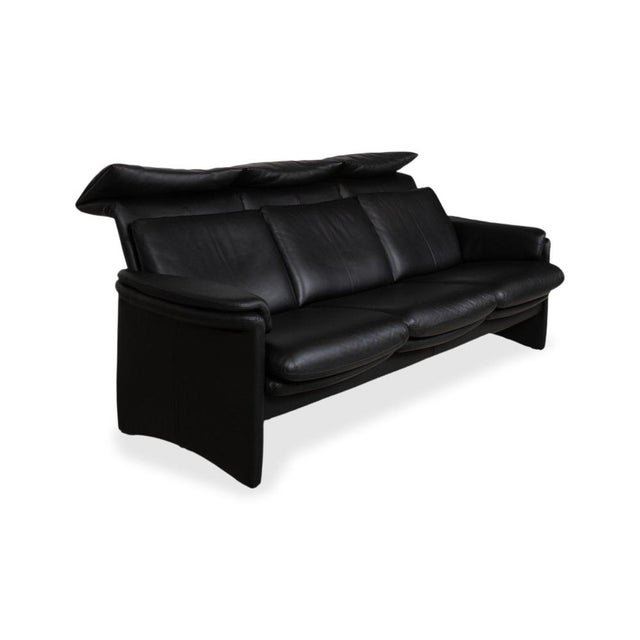 Black Lugano Three-Seater Sofa and Chair in Leather from Erpo, Set of 2 For Sale - Image 8 of 18