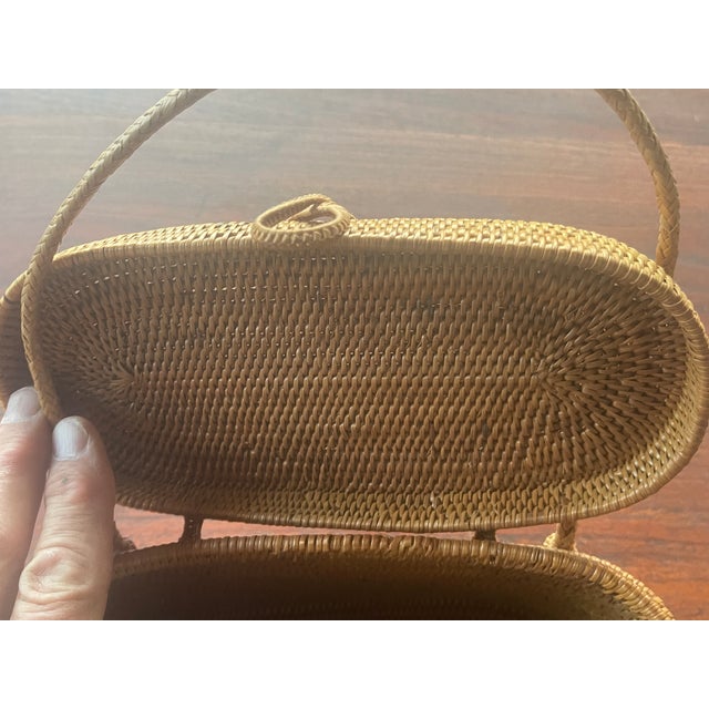 1980s Vintage Boho Petite Rattan Wicker Purse For Sale - Image 5 of 9