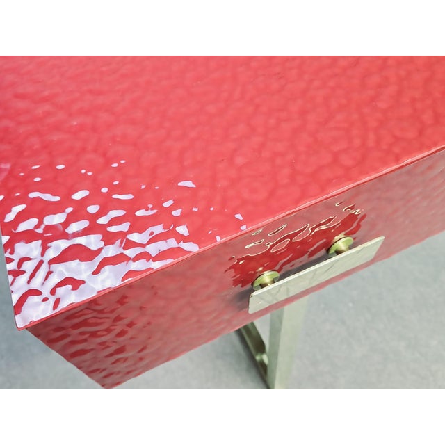 Wood Red Murano Glass Console Table with Three Drawers and Brass Legs from Justfurnituress SRL For Sale - Image 7 of 8