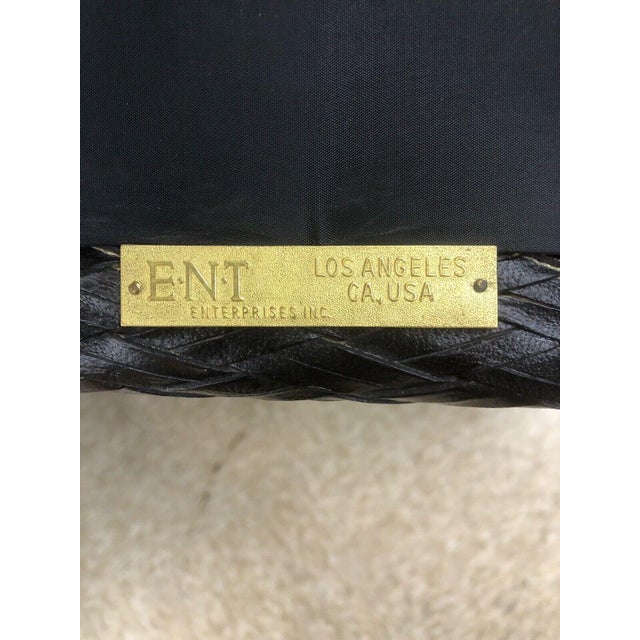 1990s Black Leather Wrapped Braided Dining Arm Chairs - Set of 2 For Sale In Phoenix - Image 6 of 8