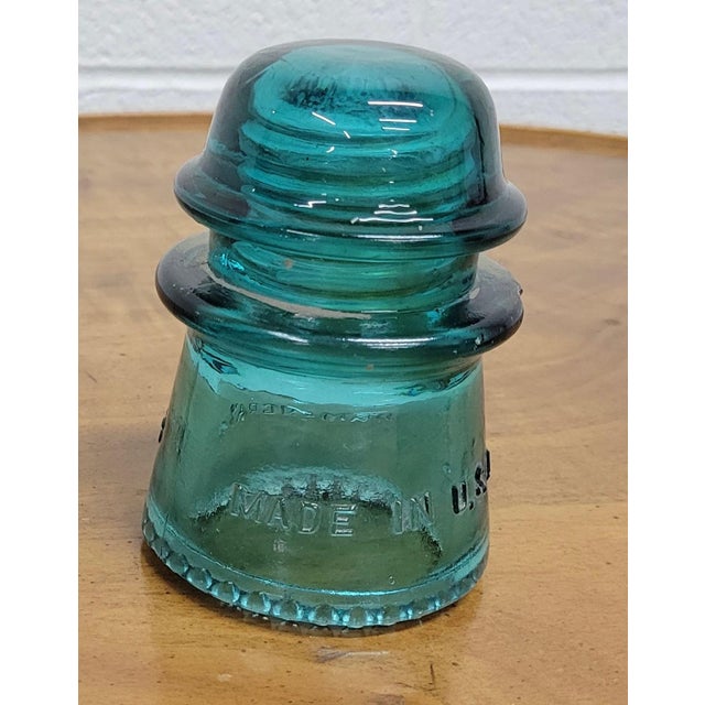 Glass Vintage Hemingray 16 Aqua or Teal Glass Insulator For Sale - Image 7 of 10