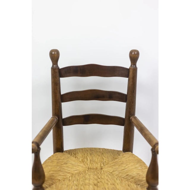 Wood Set of Straw Armchairs in Natural Beech, 1950s For Sale - Image 7 of 13