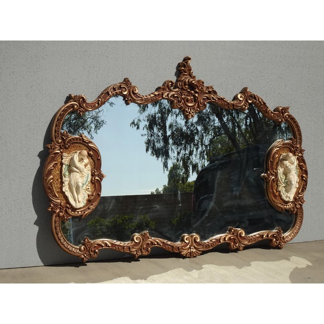 Vintage French Rococo Louis XV Gold Wall Mantle Mirror ~ Bisque