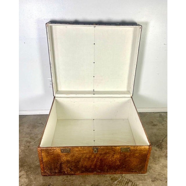 19th C. English Leather Coffee Table/Steamer Trunk For Sale - Image 4 of 12