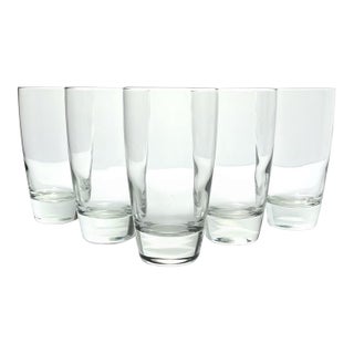 Contemporary Modern Minimalist Clear Heavy Thick Tumbler Highball Glasses - Set of 5 For Sale
