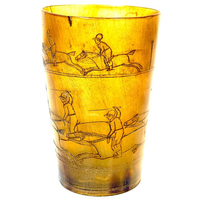 English Georgian Sporting Cow Horn Beaker, Continuous Steeplechase Race For Sale In West Palm - Image 6 of 13