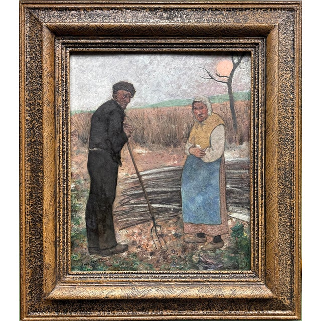 Wilhelm Schmurr, Bauern auf dem Feld, Oil on Cardboard, Düsseldorf Malkasten, Rhenish Secession For Sale - Image 9 of 9