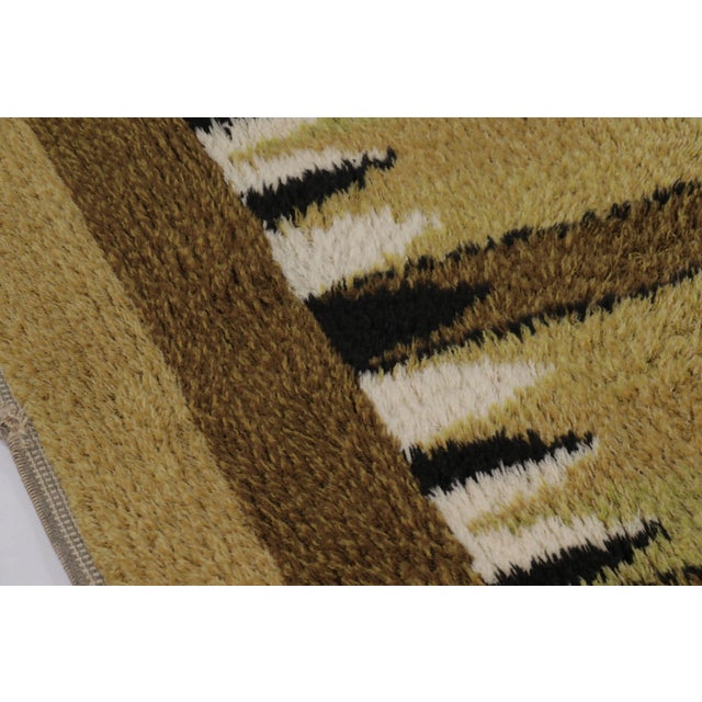 Textile Vintage Swedish Rya Rug, Forest Tones With Vertical Geometry - Rug & Kilim For Sale - Image 7 of 10