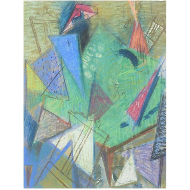 Bertil Wahlberg, Colorful Abstract Composition, 1947, Pastel on Paper For Sale