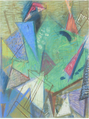 Bertil Wahlberg, Colorful Abstract Composition, 1947, Pastel on Paper