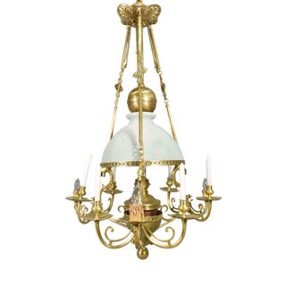 Large Napoleon III French Chandelier in Bronze and Opaline For Sale