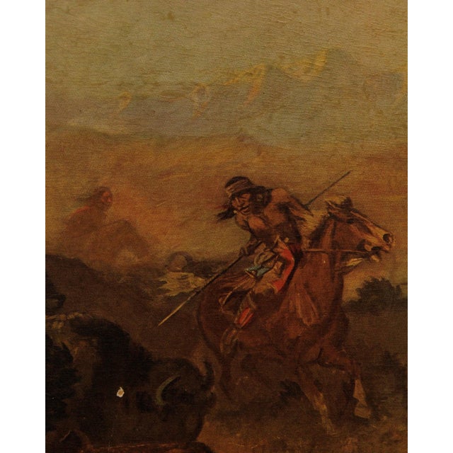 Charles Marion Russell Buffalo Hunt Reproduction Print After Charles Marion Russell, Framed For Sale - Image 4 of 10