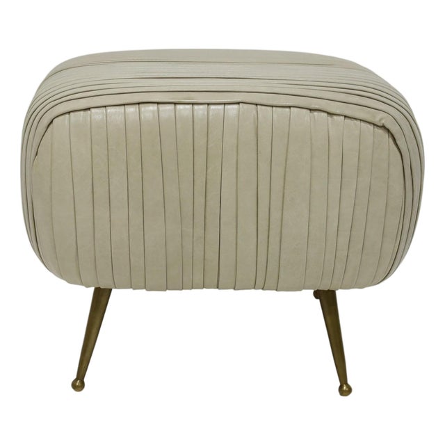 Kelly Wearstler Souffle Ottoman in Rushed Leather For Sale