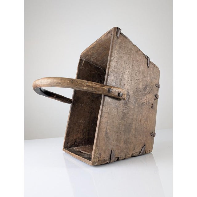Antique Wabi-Sabi Wooden Log Basket with Wrought Iron Fittings For Sale - Image 13 of 18