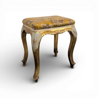 Venetian Upholstered Giltwood Stool For Sale