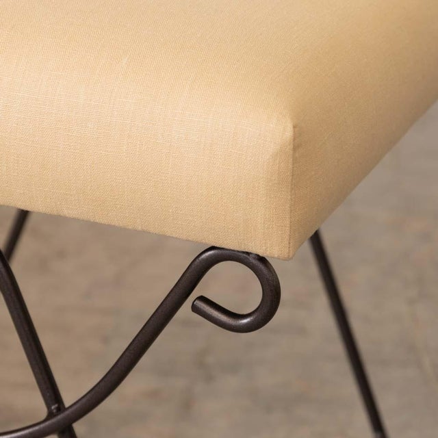 Panoplie Iron Loop Stool, Yellow Linen For Sale - Image 9 of 10