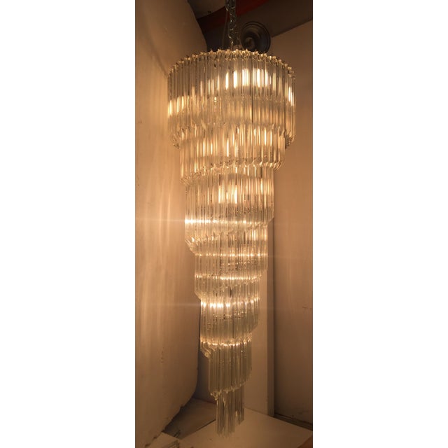 Murano Glass Sputnik Quadriedro Spyral Italian Chandelier quadriedro murano in kromo silver metal frame