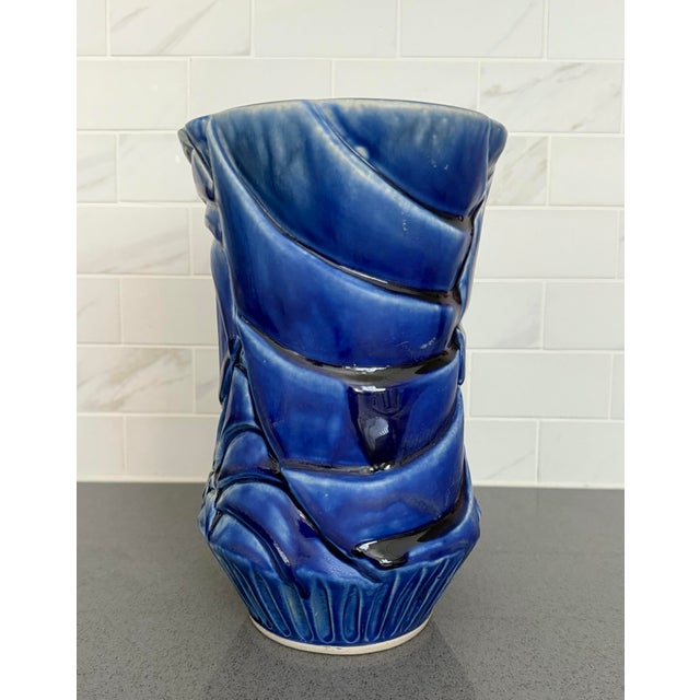 Ceramic 20th Century Cobalt Blue Studio Pottery Vase - Signed For Sale - Image 7 of 8