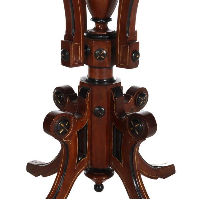 Late 19th Century Pair Antique Renaissance Revival Ebonized & Inlaid Walnut & Burl Stands C1890 For Sale - Image 5 of 14