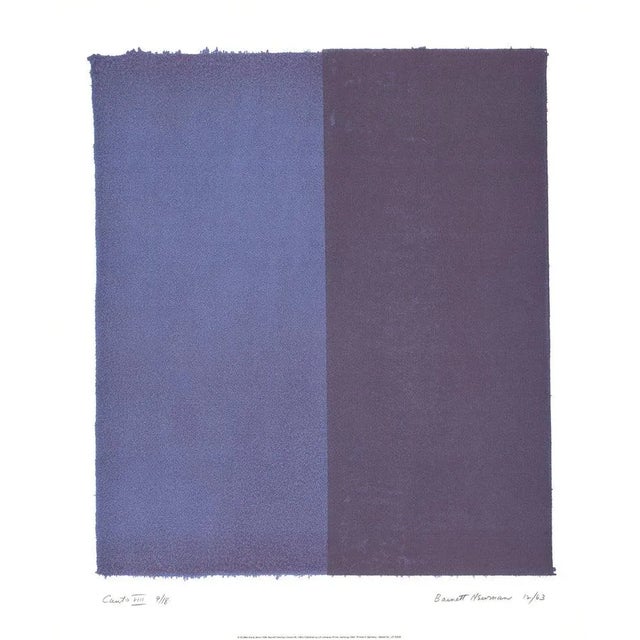 Contemporary 1998 Barnett Newman 'Canto VIII' Contemporary Blue Germany Offset Lithograph For Sale - Image 3 of 3