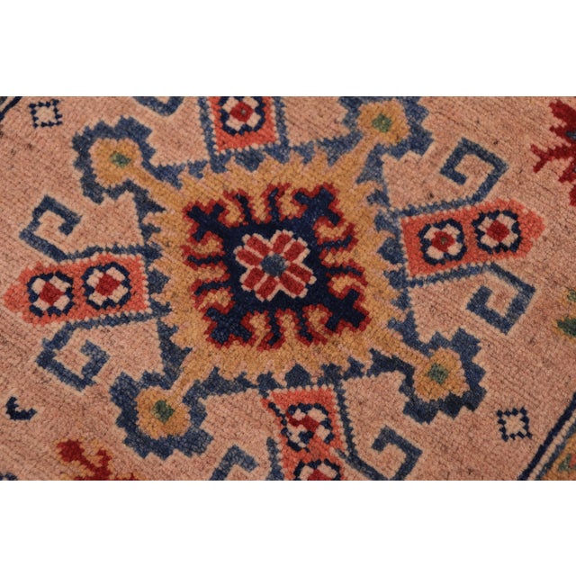 Southwestern Kazak Peach/Light Blue Wool Runner Rug- 2'10''x9'8'' For Sale In New York - Image 6 of 10
