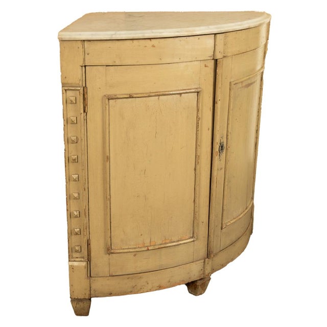 A fine late 18th century antique original Swedish Gustavian painted corner cabinet, with white marble top, circa 1780....