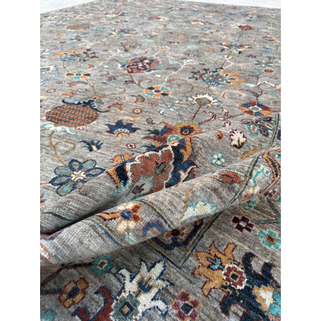 Pomegranate Sultanabad Design Area Rug, Hand-Knotted Wool, 9x12, Taupe & Teal For Sale - Image 9 of 12