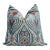 Blue Ikat Silk Velvet Throw Pillow 20x20 | Handmade Designer Accent Pillow For Sale
