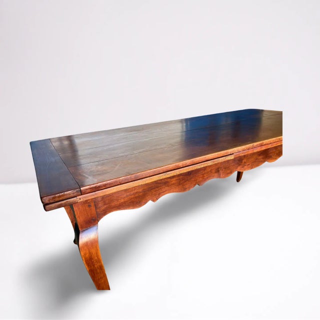 19th Century French Provincial Cherry Dining Table With Leaves For Sale - Image 11 of 12