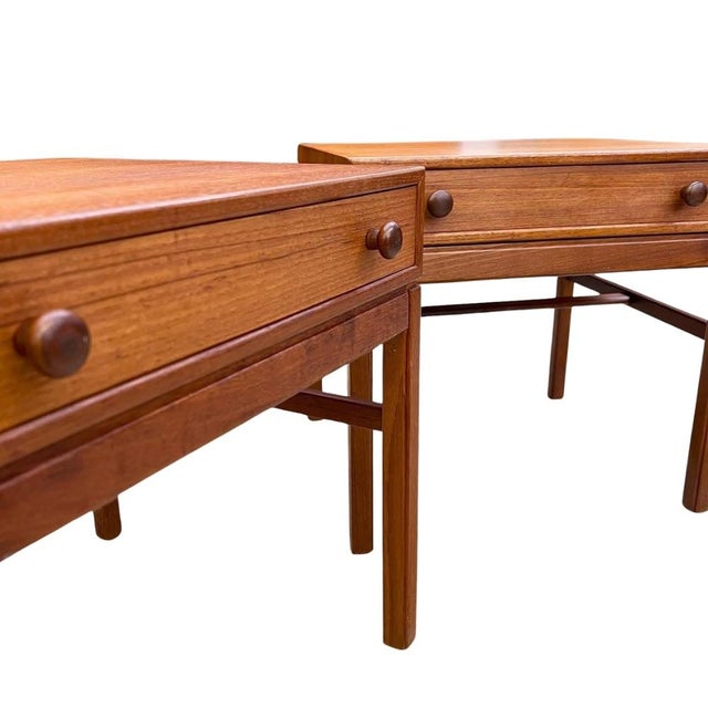Rare vintage mid-century modern teak side tables designed by Sven Engström and Gunnar Myrstrand for Tingströms of the Bra...