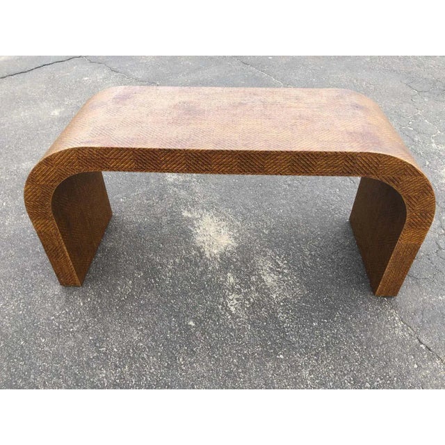 1970s Vintage Seagrass Waterfall Console Table For Sale - Image 5 of 13