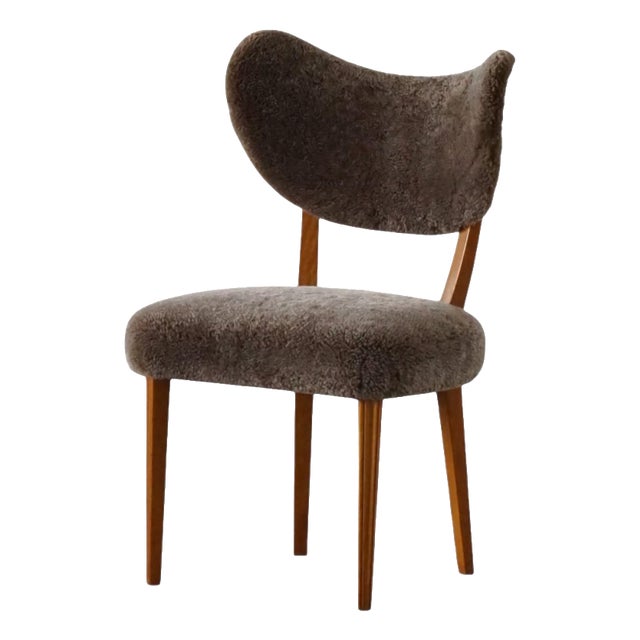 Mid-Century Danish Dining or Desk Chair in Lambswool by Eva Koppel, 1950s For Sale