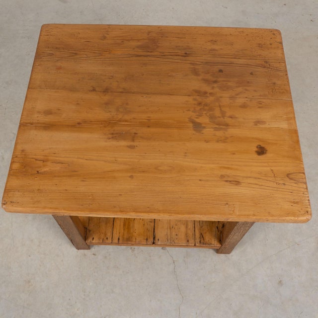Late 19th Century Hungarian Rustic Pine Side Table With Lower Shelf For Sale - Image 4 of 14