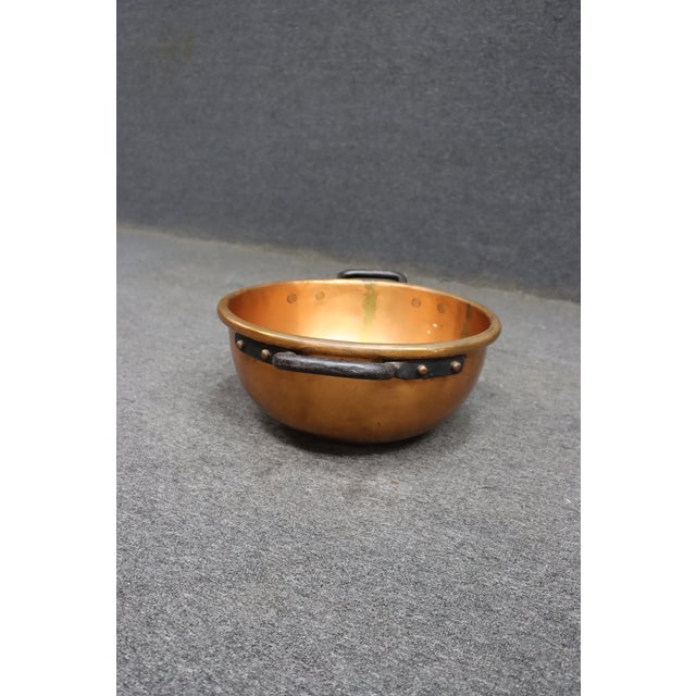 Late 19th Century Antique Dovetailed Copper Mixing Bowl With Hand-Forged Iron Handles For Sale - Image 5 of 10