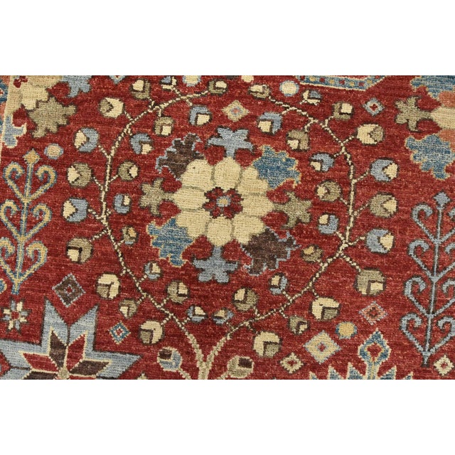 Textile Suzani Runner 2’6” X 9’10” Red Wool Traditional Hand-Knotted Oriental Rug For Sale - Image 7 of 14