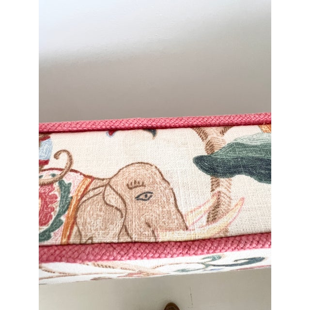 Ecru 1990s Upholstered Headboard in P. Kaufmann Uzbek Jewel Fabric – Elephant Chinoiserie Print by Calico Corners For Sale - Image 8 of 15