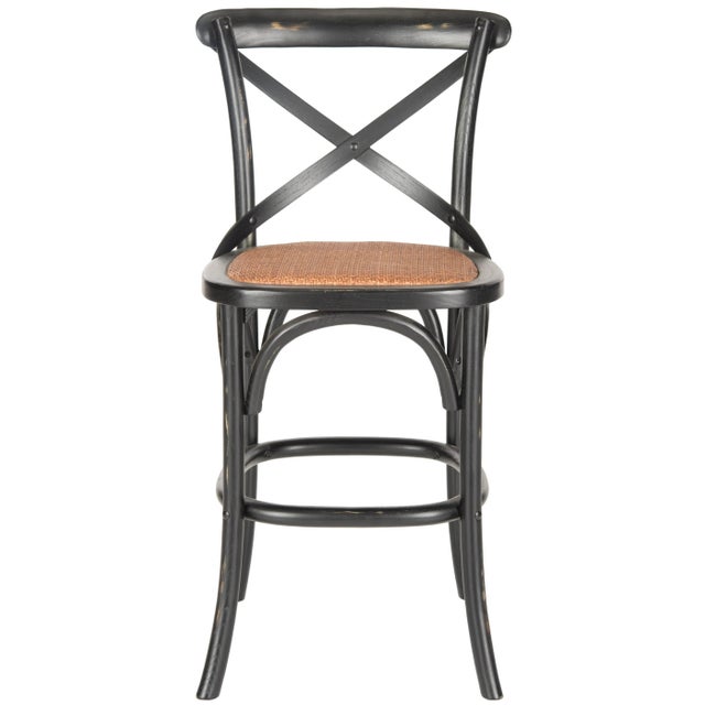 X Back Counter Stool in Distressed Hickory & Medium Brown For Sale In New York - Image 6 of 6