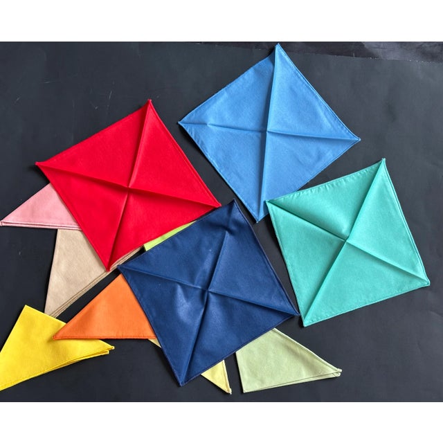 Vintage Rainbow Spectrum Color Cloth Cocktail Napkins Set of 11 For Sale In New York - Image 6 of 9