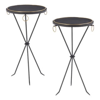 A Pair of Gueridon Style Iron & Bronze Drinks Tables, in the Manner of Jean-Michel Frank. Contemporary. For Sale